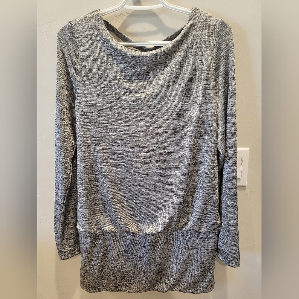White House Black Market Medium Gray Draped Back Tunic